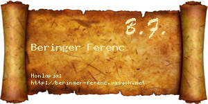 Beringer Ferenc névjegykártya
